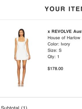 REVOLVE House of Harlow 1960 Ivory Square-Neck Austen Mini Dress